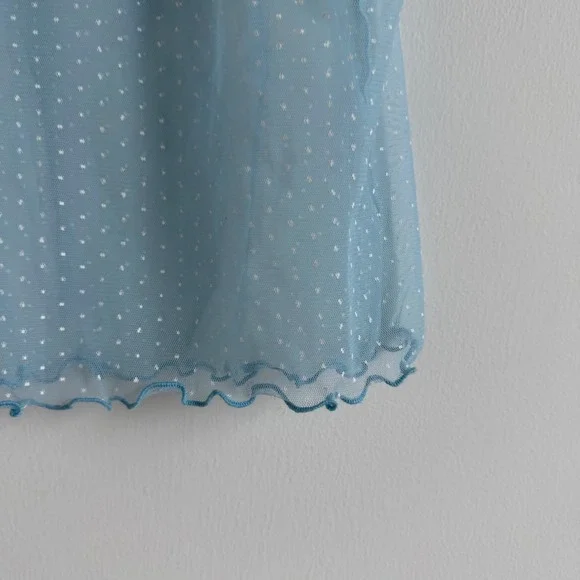 Vintage Y2K Victoria's Secret Blue Polka Dot Mesh Top Size Small - Picture 8 of 10